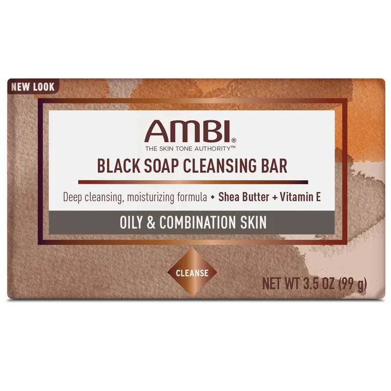 6 Pack-AMBI Skincare Black Soap With Shea Butter, 3.5 oz (Pack of 6)