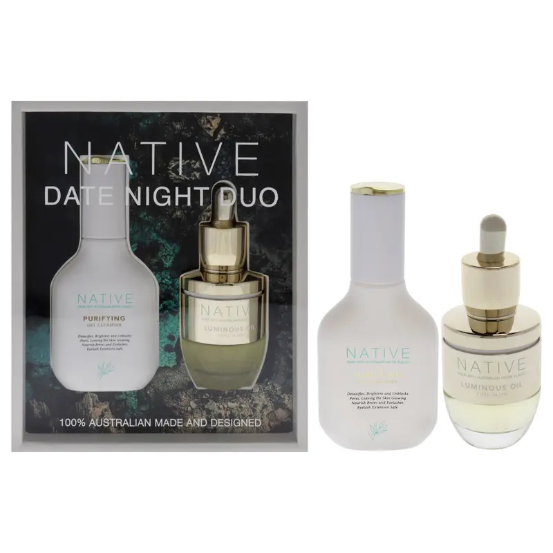Klara Native Date Night Duo by Klara for Women - 2 Pc 1.4oz Purifying Gel Cleanser, 1oz Luminous Oil Pure Glow