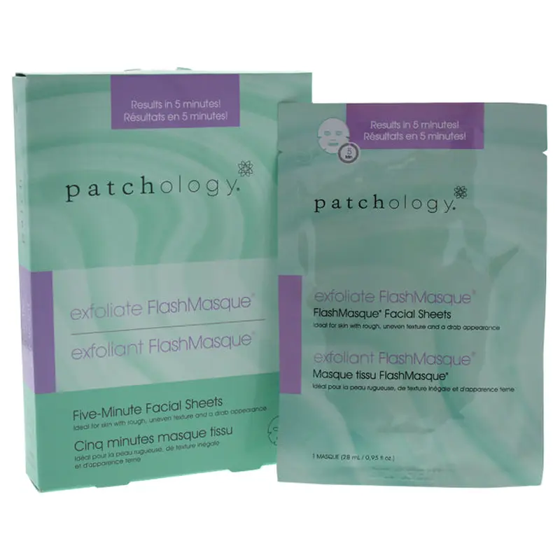 Patchology Flashmasque 5 Minute Facial Sheets - Exfoliate by Patchology for Unisex - 4 Pc Mask