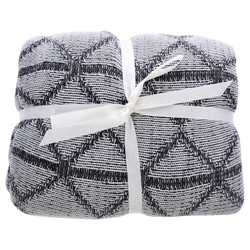 Cariloha Bamboo Knit Throw - Two-Tone Onyx-Harbor Gray by Cariloha for Unisex - 1 Pc Blanket