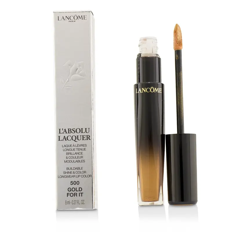 Lancome L'Absolu Lacquer Buildable Shine & Color Longwear Lip Color - # 500 Gold For It  8ml/0.27oz