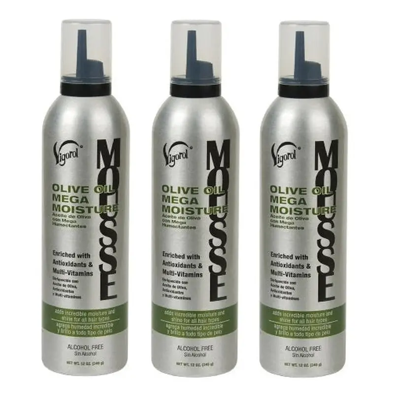 3 Pack Vigorol Olive Oil Mega Moisture Mousse 12 oz
