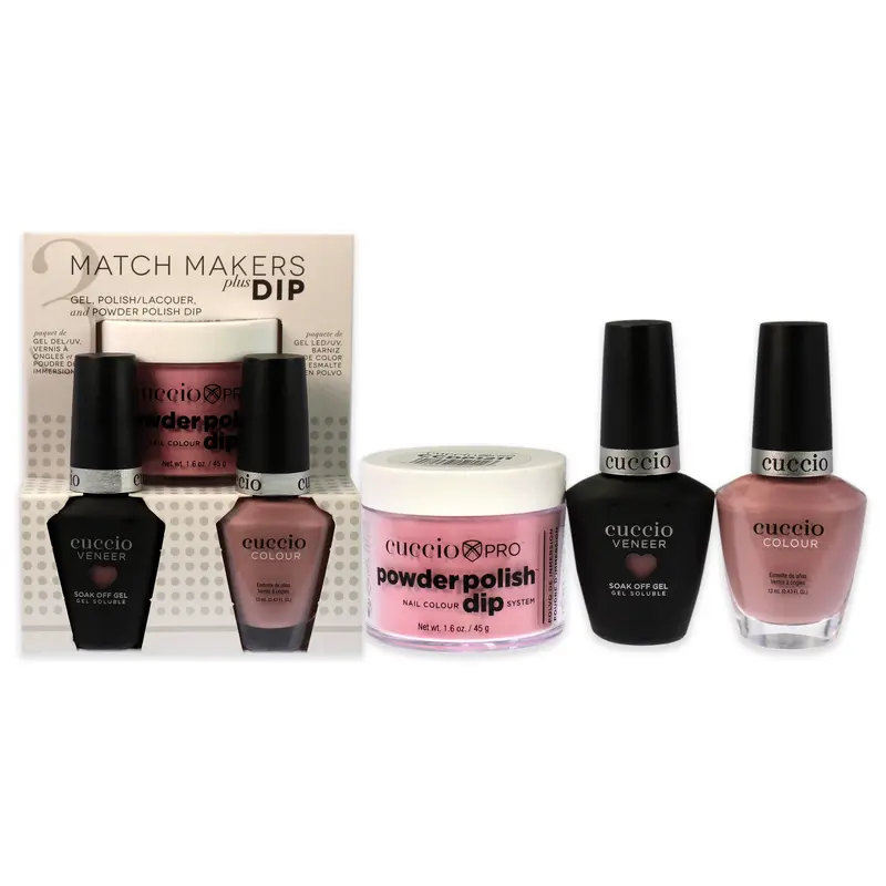 Cuccio Colour Match Makers Plus Dip - On Pointe by Cuccio Colour for Women - 3 Pc 1.6oz Pro Powder Polish Dip System, 0.44oz Veneer Soak Off Gel, 0.43oz Colour Nail Polish