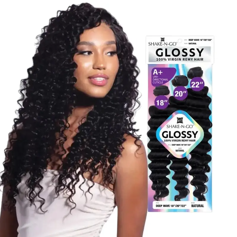 Shake 'N Go GLOSSY 100% Virgin Remy Hair Multi Pack Solution- DEEP WAVE