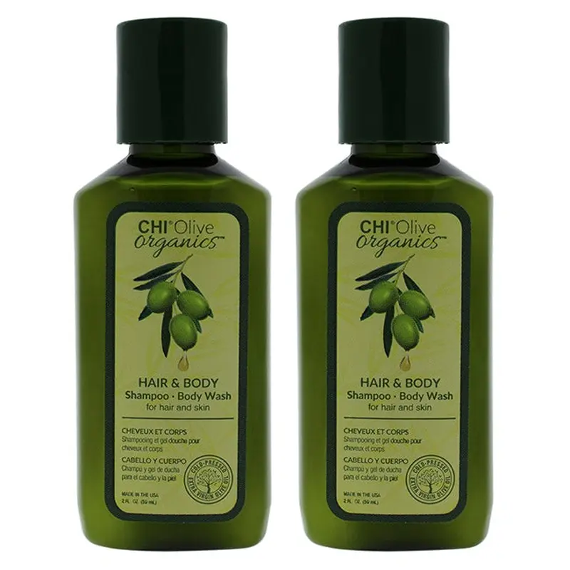 CHI Olive Organics Hair and Body Shampoo Body Wash by CHI for Unisex - 2 oz Body Wash - Pack of 2