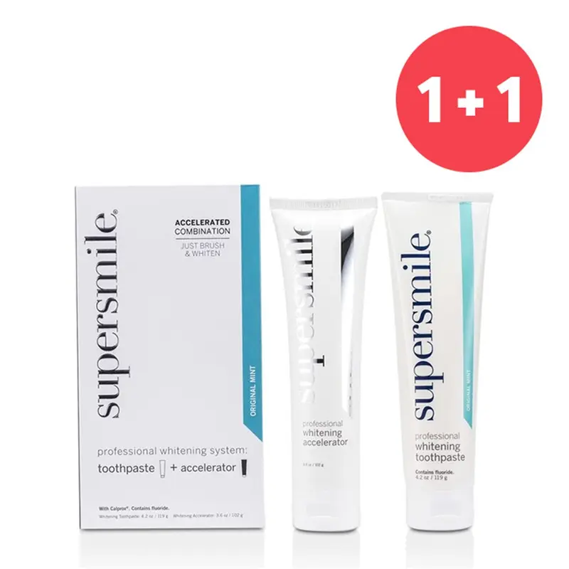 Supersmile 1+1 SetProfessional Whitening System: Toothpaste 119g/4.2oz + Accelerator 102g/3.6oz  2pcs x2