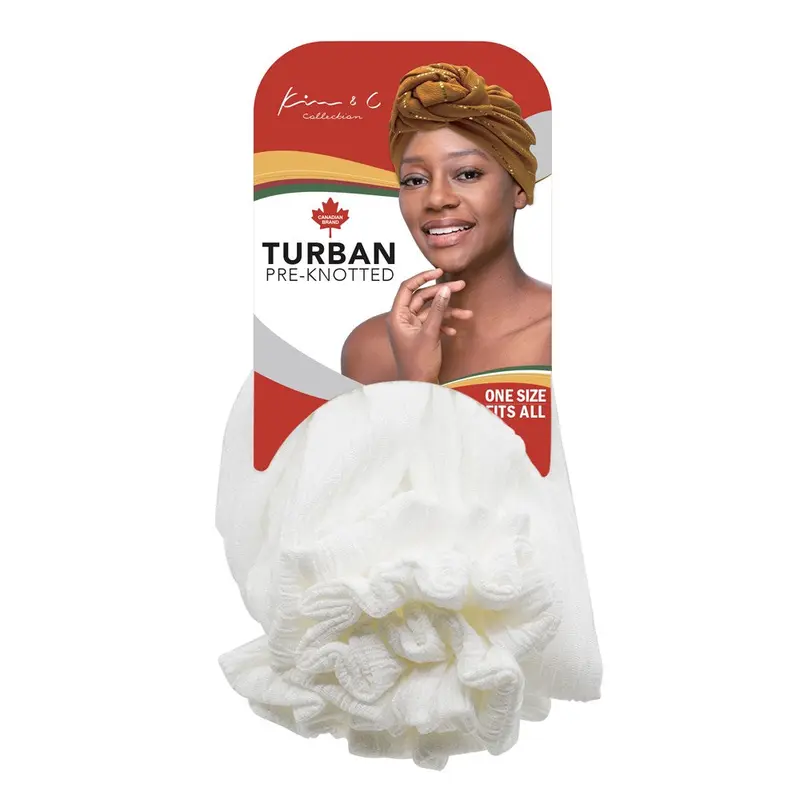 Premium Ribbed Georgette Style Pre-Knotted Turban - White #92801