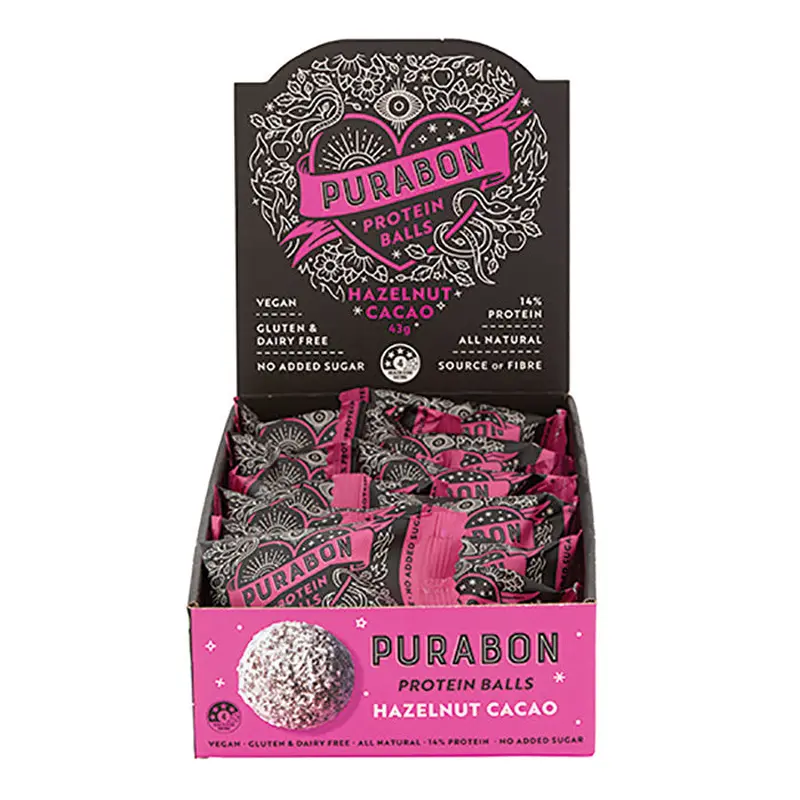 Purabon Protein Balls Hazelnut Cacao 43g x 12 Display