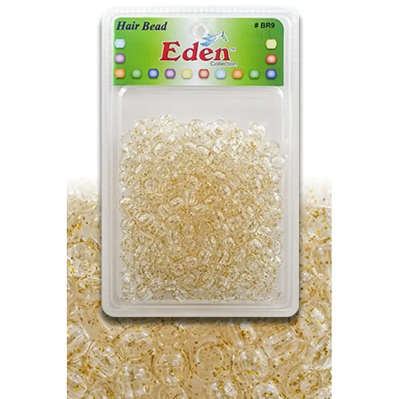 Eden Medium Hair Beads Jumbo Pack - Clear w/Gold Glitter #BR9GG