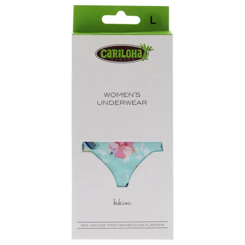 Cariloha Bamboo Lace Bikini - Aqua Floral by Cariloha for Women - 1 Pc Underwear (L)