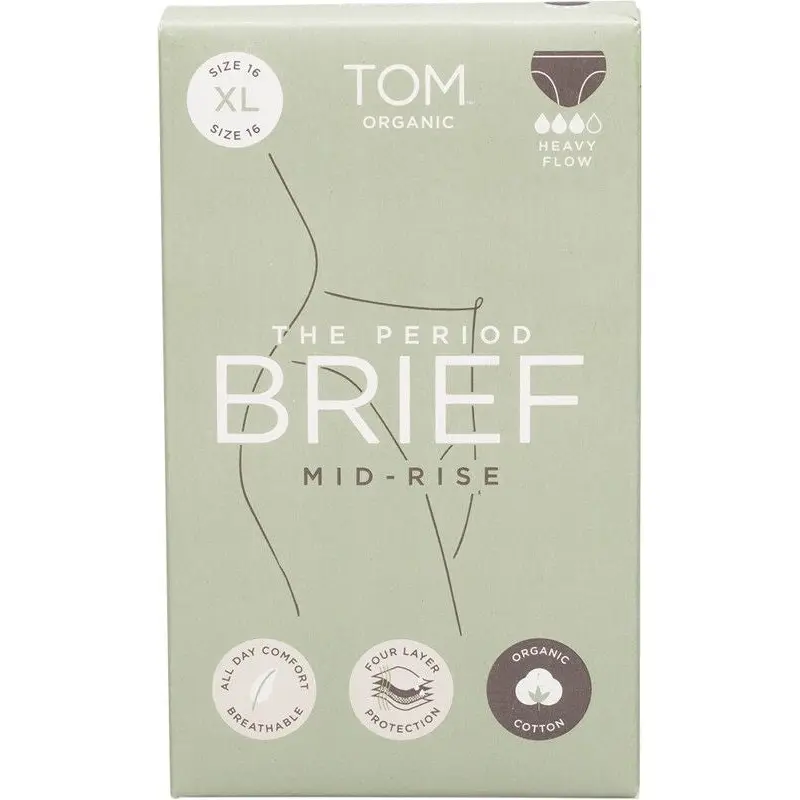 Tom Organic The Period Brief Mid-Rise Black Extra Large