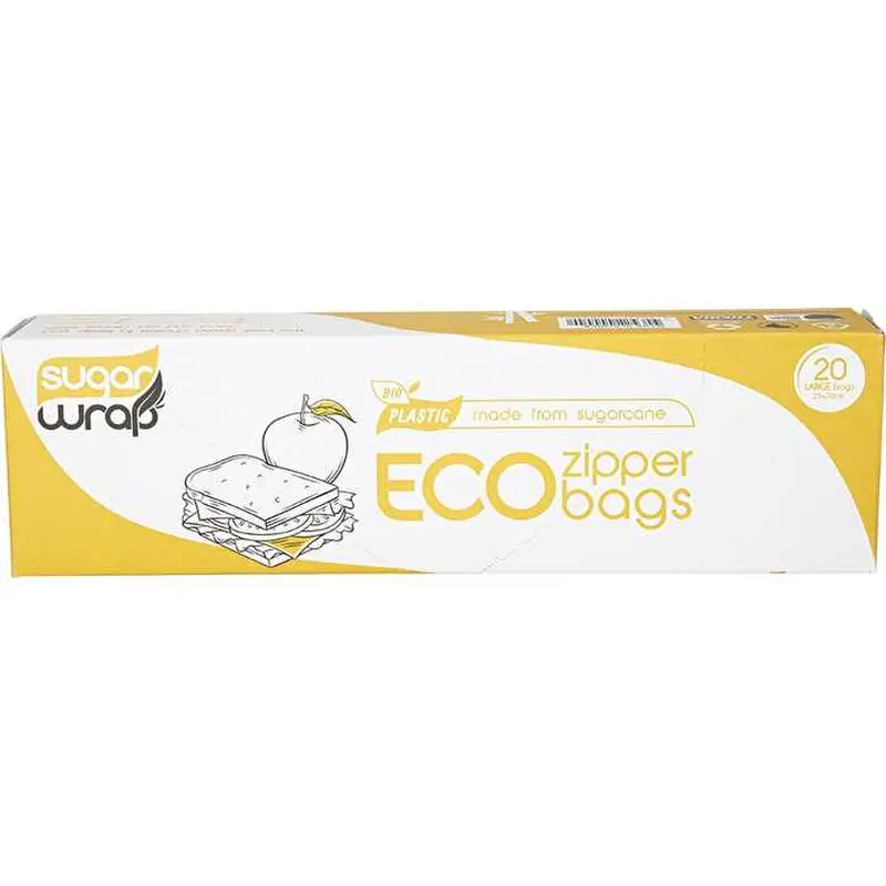Sugarwrap Eco Zipper Bags Made from Sugarcane Large 20pk