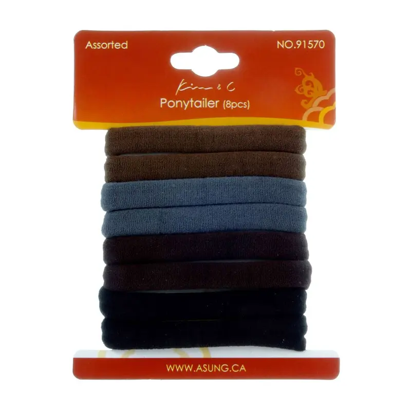 8pcs Thick Ponytail Holders - Assorted #91570