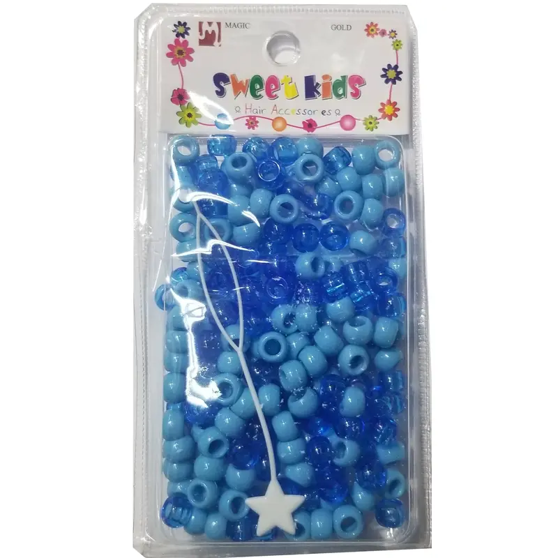 Sweet Kids Hair Beads - Sky Blue Crystal Blue Mix #1629