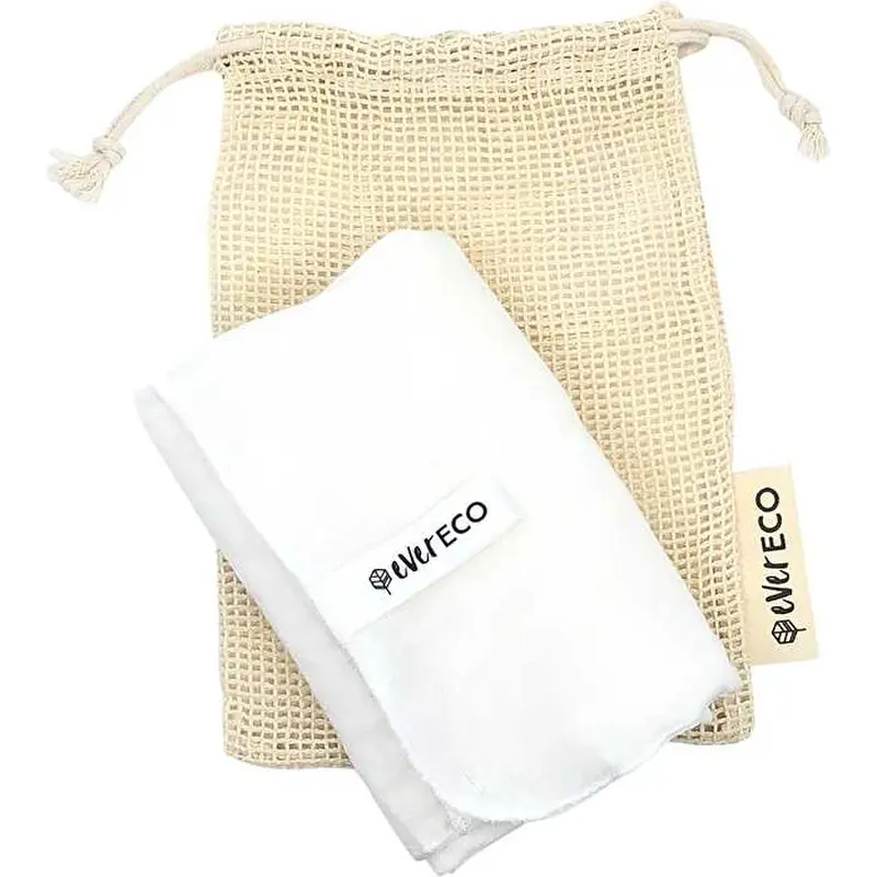 Ever Eco Muslin Facial Cloths with Cotton Wash Bag 2pk