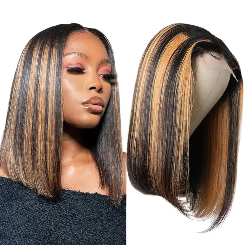 RIO 100% Human Hair 13X4 HD Lace Frontal Bob Wig - Straight P1B/27 12"