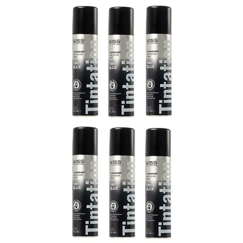 6 Pack Kiss Tintation Color Spray TCS01 Black