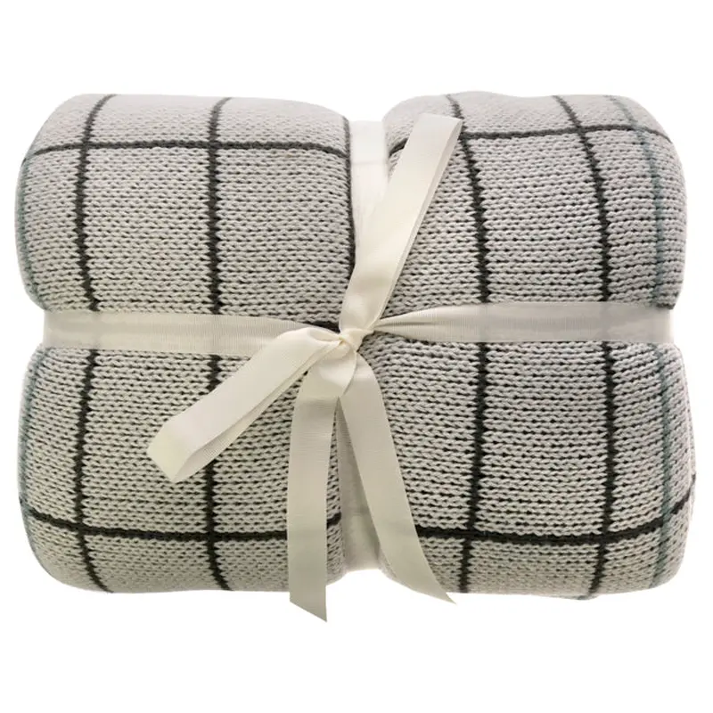 Cariloha Bamboo Knit Throw - Plaid Harbor Gray by Cariloha for Unisex - 1 Pc Blanket