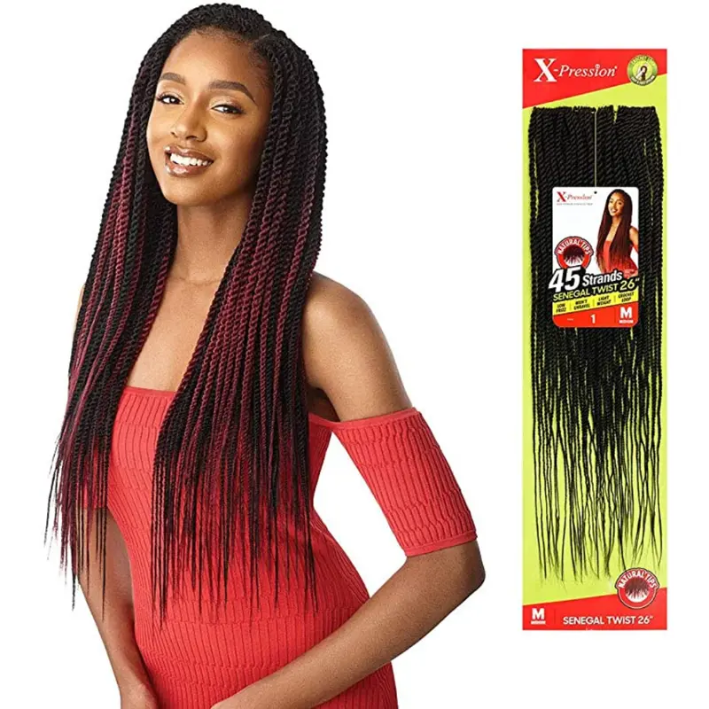Outre XPression 3X's Box Braids 45-Strands Medium Natural Tip Crochet Hair - 26"