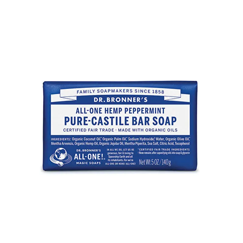 Dr. Bronner's Pure-Castile Bar Soap (Hemp All-One) Peppermint 140g