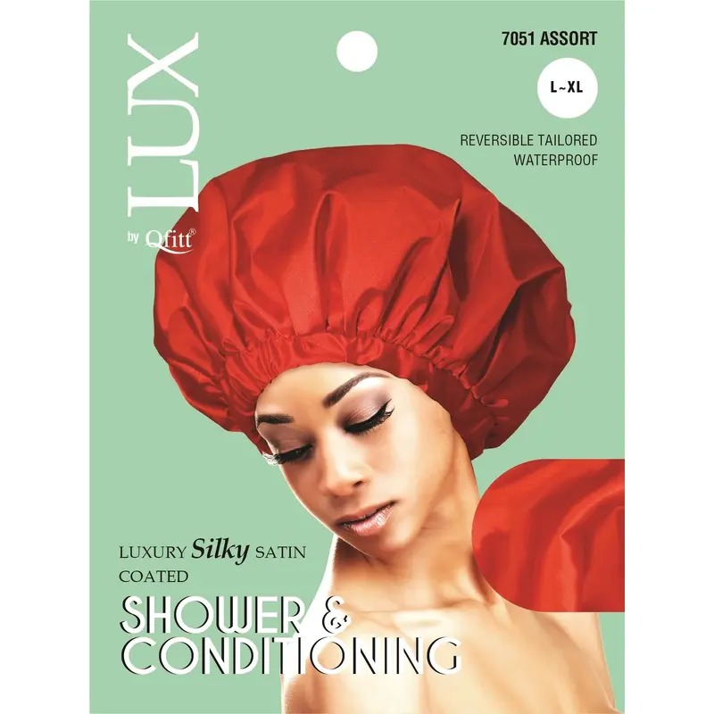 Qfitt LUX Luxury Silky Satin Coated Shower & Conditioning Cap L - XL #7051 Assorted