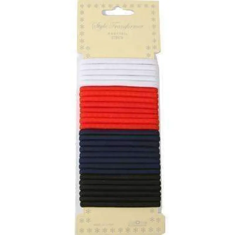27pcs Ponytail Holders Black, White, Navy & Red