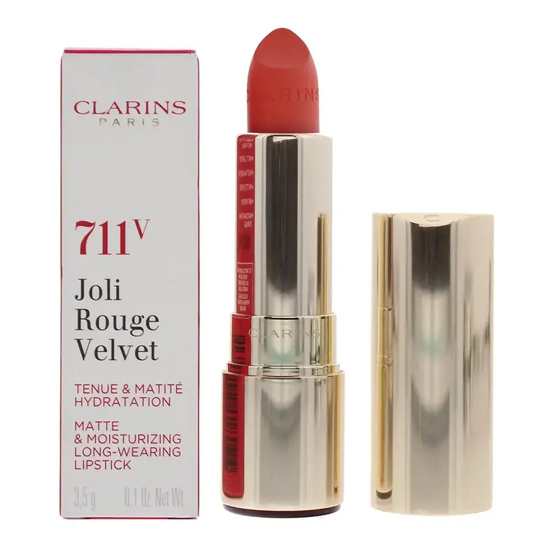 Clarins Joli Rouge Velvet Matte  Moisturizing Long Wearing 711V Papaya Lipstick 3.5g