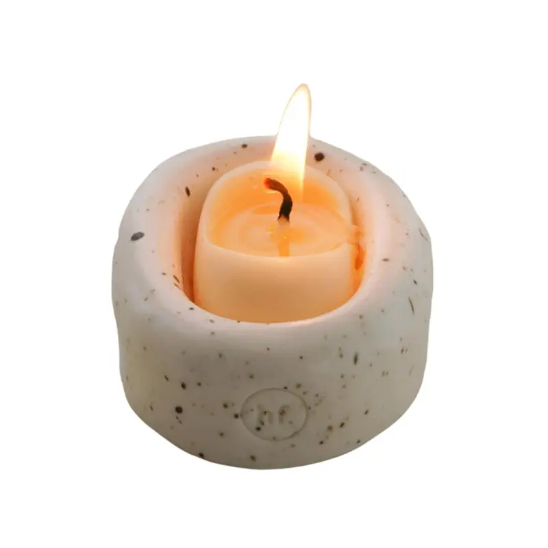 HONEY FLAMINGO 5735 Candle & Holder Gift Set Oatmeal Stone Version