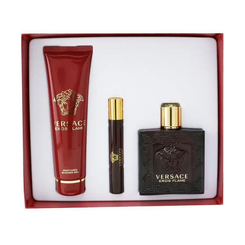 Versace Eros Flame Coffret: Eau De Parfum Spray 100ml/3.4oz + Eau De Parfum Spray 10ml/0.3oz + Shower Gel 150m/5oz  3pcs
