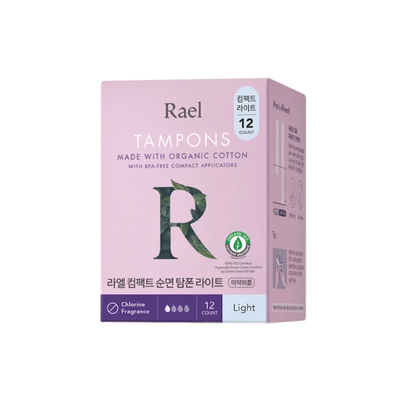 Rael Organic Cotton Compact Tampons Light  4 Packs