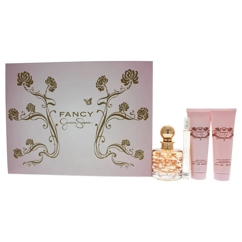 Jessica Simpson Fancy by Jessica Simpson for Women - 4 Pc Gift Set 3.4oz EDP Spray, 0.34oz EDP Spray, 3oz Body Lotion, 3oz Bath & Shower Gel