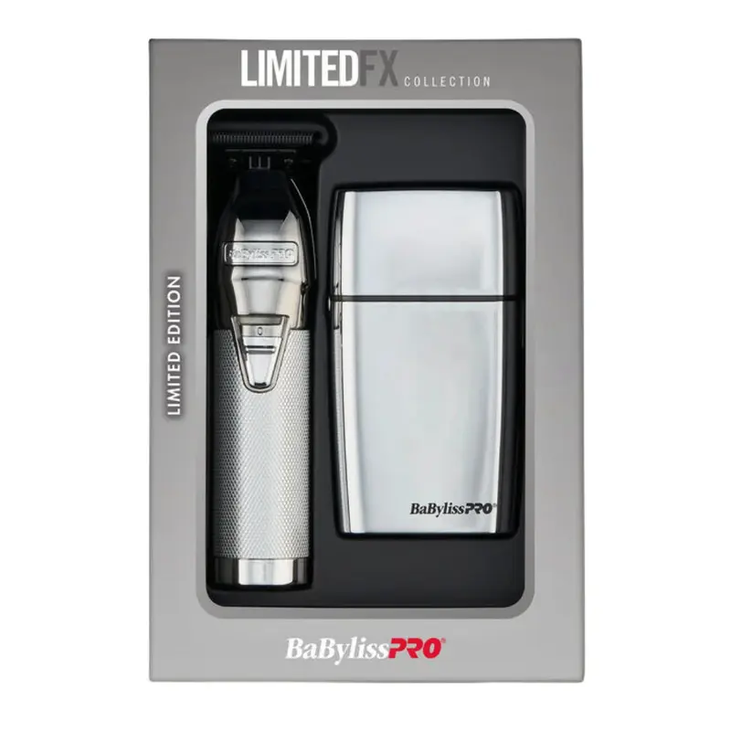 BaBylissPRO LimitedFX Silver Trimmer and Double-Foil Shaver Gift Set