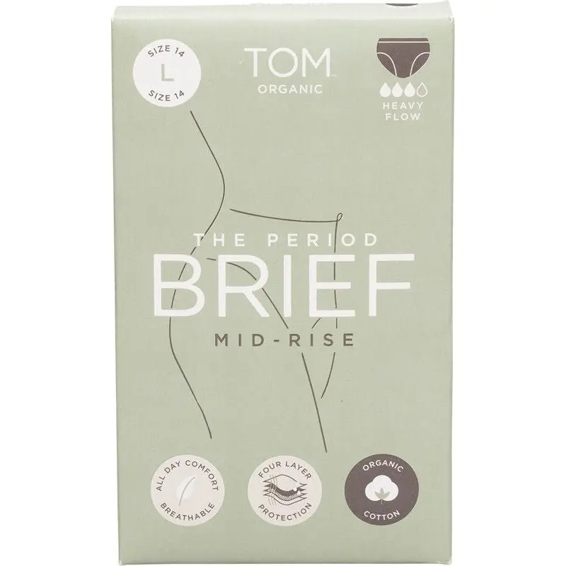 Tom Organic The Period Brief Mid-Rise Black Large