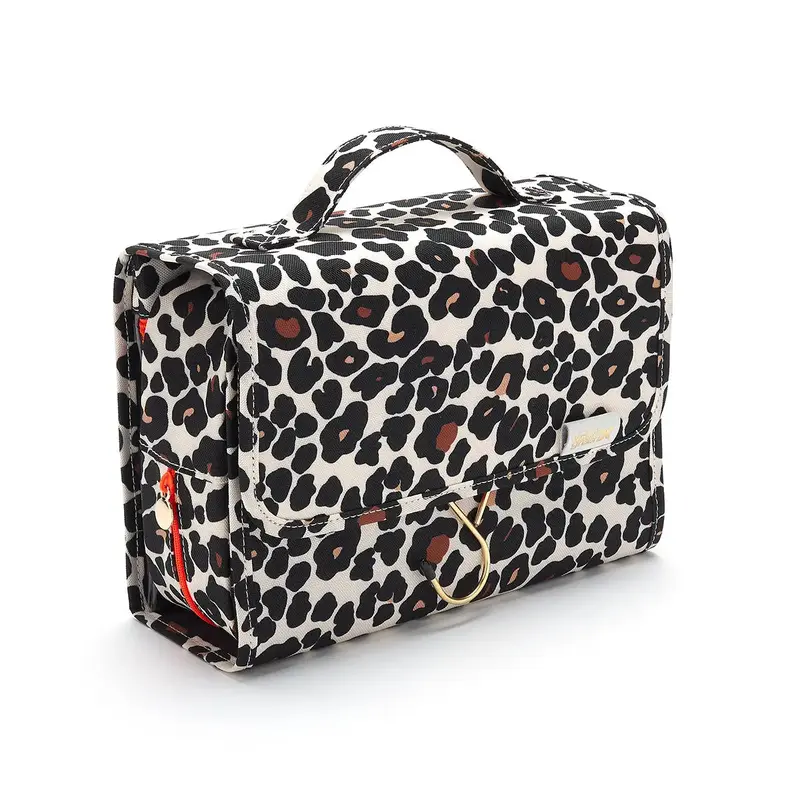 Victoria Green 'Emma' 3 in 1 Hanging Wash Bag in Leopard Tan