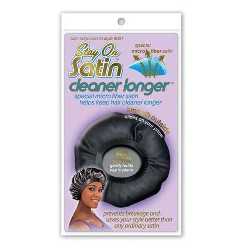 Stay On Satin Satin Edge Bonnet - Style 6001 Black