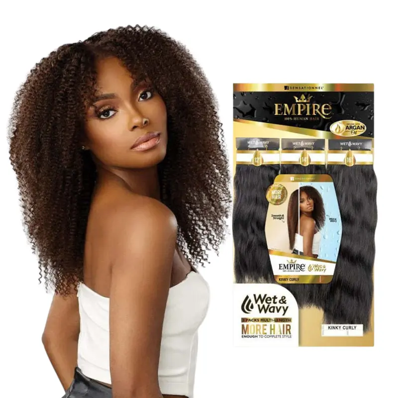 Sensationnel Empire 100% Human Hair Multi-Pack Wet & Wavy Bundle Pack- Kinky Curly