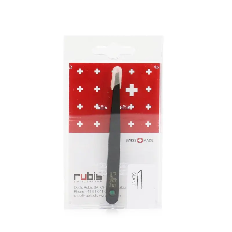 Rubis Tweezers Classic Swarovski - # Black With Emerald Swarovski Gem