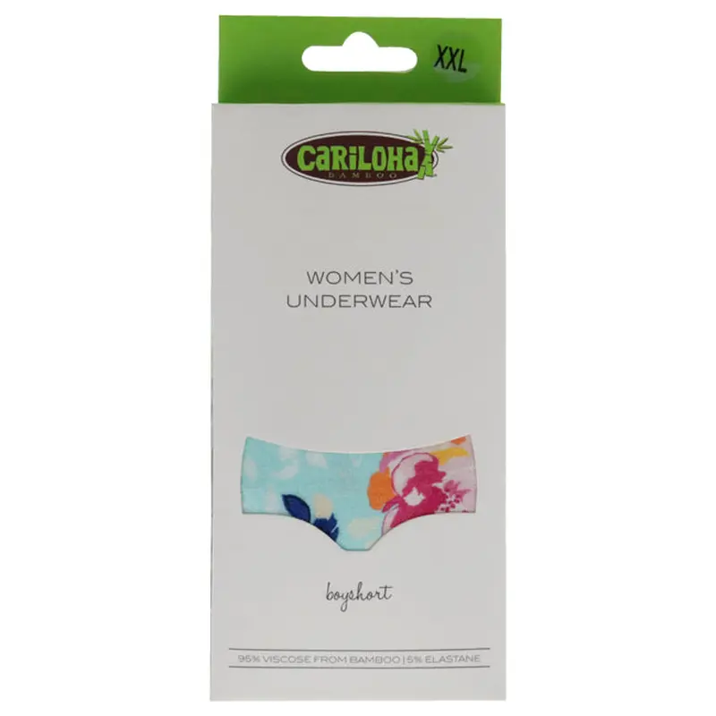 Cariloha Bamboo Boyshort Briefs - Aqua Floral by Cariloha for Women - 1 Pc Underwear (2XL)