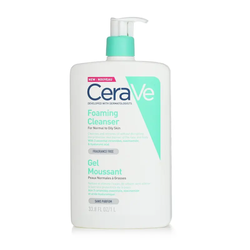 CeraVe Foaming Cleanser For Normal to Oily Skin (With Pump)  1000ml/33.8oz