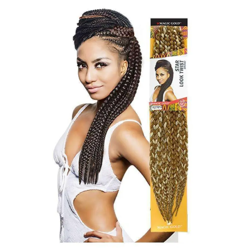 Magic Gold Star Look Twist Braid 22"
