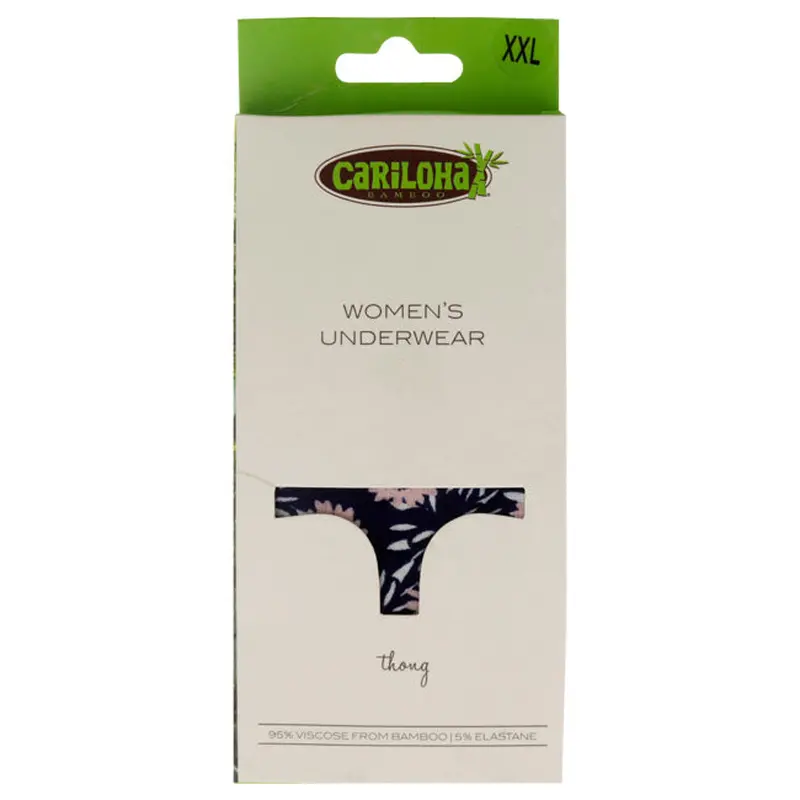 Cariloha Bamboo Lace Thong - Navy Floral by Cariloha for Women - 1 Pc Underwear (2XL)