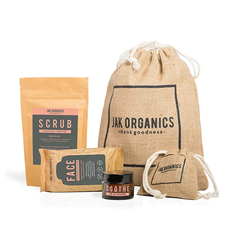 Jak Organics Jak Pack (contains: Face Wipes, Face Scrub & Soothe Skin Balm in a bag)