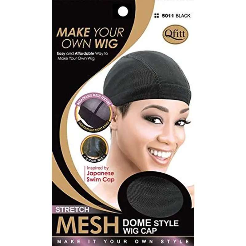 Qfitt Black Stretch Mesh Dome Wig Cap Single #MM5011