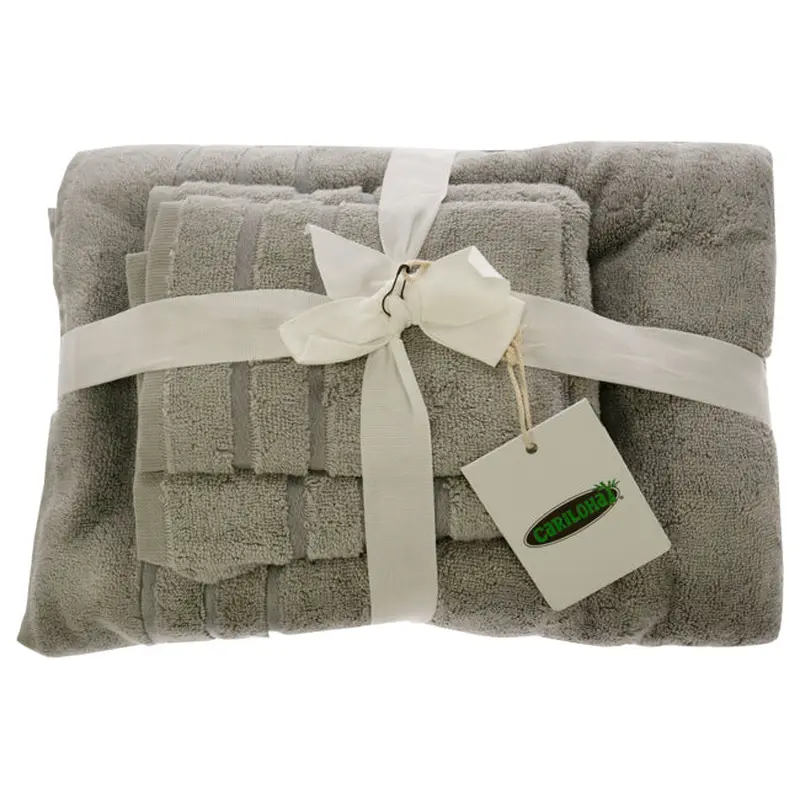 Cariloha Bamboo Bath Towel Set - Harbor Gray by Cariloha for Unisex - 3 Pc Bath Towel, Hand Towel, Washcloth