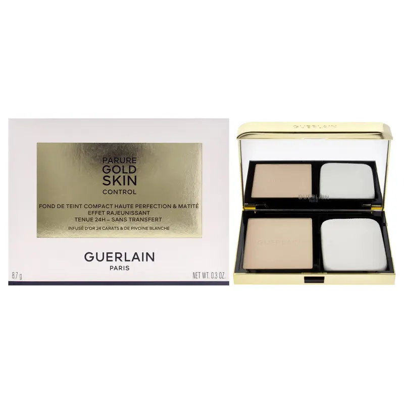 Guerlain Parure Gold Skin Control Matte Compact Foundation - 0N Very Light Skin with Neutral Beige Undertones by Guerlain for Women - 0.3 oz Foundation