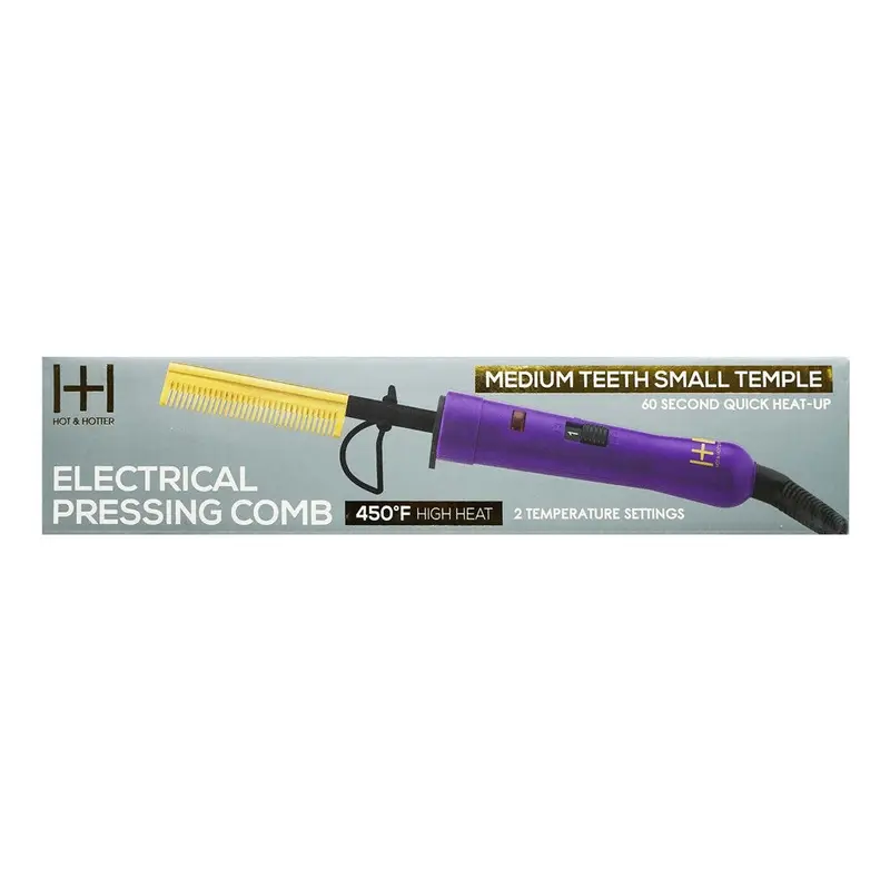 Hot & Hotter Ceramic Electrical Pressing Comb - Medium Teeth Small Temple #5964