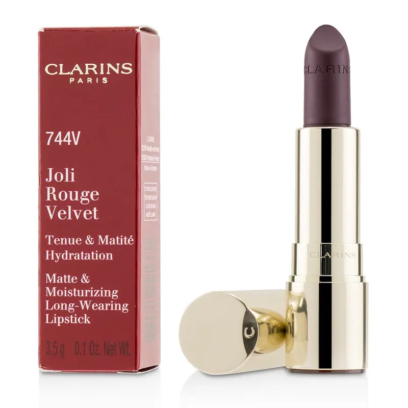 Clarins Joli Rouge Velvet (Matte & Moisturizing Long Wearing Lipstick) - # 744V Plum  3.5g/0.1oz