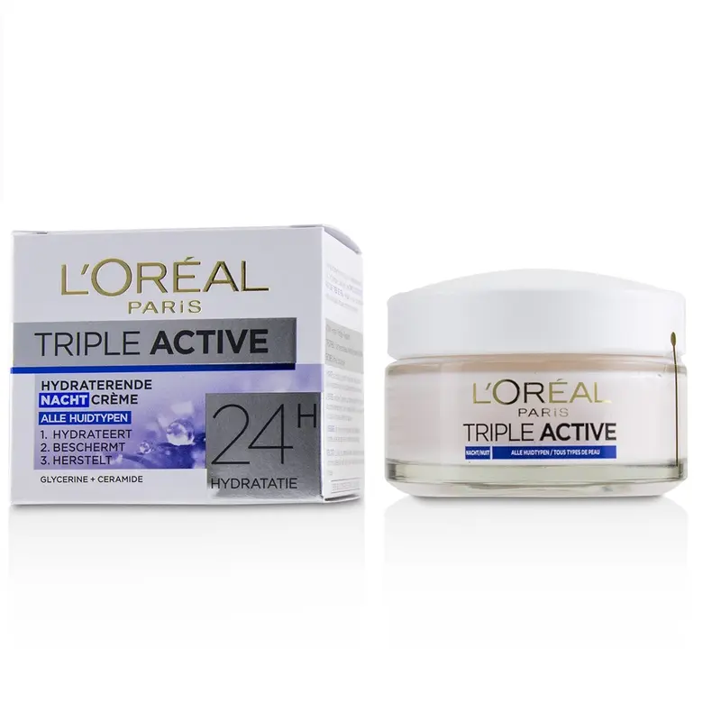 L'Oreal Triple Active Hydrating Night Cream 24H Hydration - For All Skin Types  50ml/1.7oz