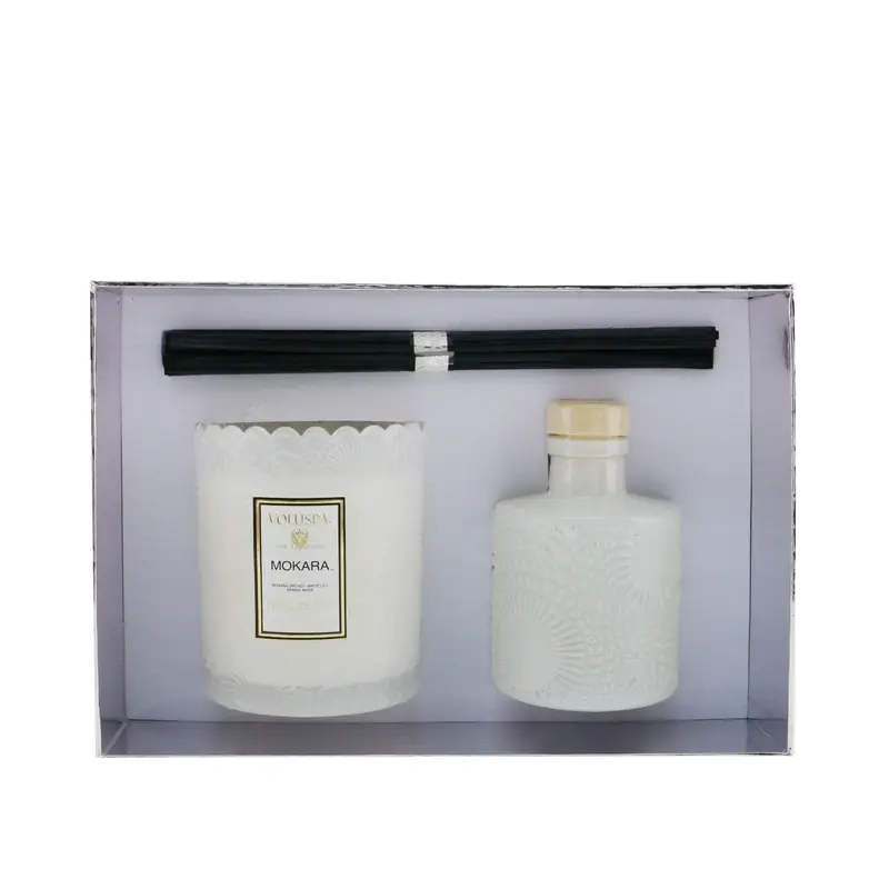 Voluspa Scalloped Edge Candle & Reed Diffuser Coffret - Mokara  2pcs