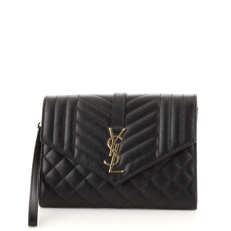 Classic Monogram Flap Wristlet Clutch Matelasse Chevron Leather S744816574168